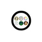 Set of six peace sign pinback buttons with colorful circular designs