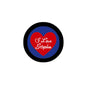 2.25-inch pinback button with black rim, blue circle, red heart reading I Love Stephen