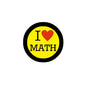 Yellow I ♥ Math pinback badge with black border, 2.25-inch