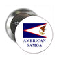 Round American Samoa flag pinback brooch with eagle design and AMERICAN SAMOA text