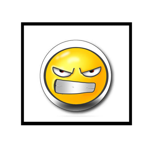 Angry Face Pinback Badge 1.25" for Jackets, Backpacks, etc.