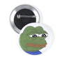 InstaButtons Pepe the Frog pinback button, green sad face with big white eyes