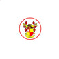 Round family crest pinback badge with red border and colorful shield coat of arms