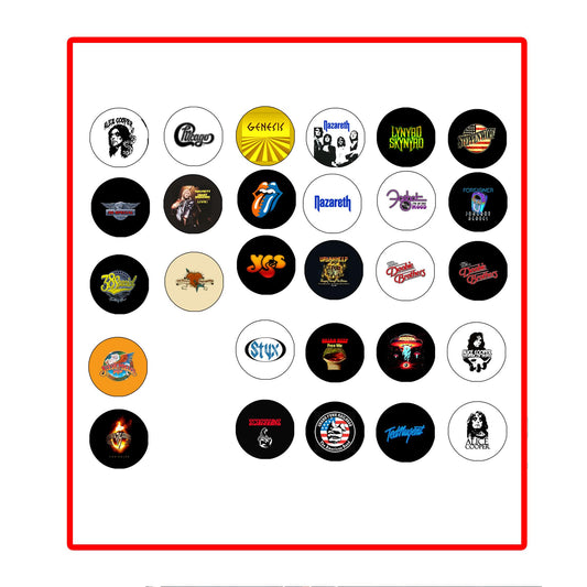1970s Rock n Roll Singers Different Set Bands Styles Pinback Badge 1.25" for Jackets, Backpacks Alice
