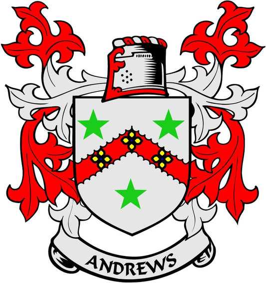 Andrews Family Crest 3" Coat of Arms Fridge Round Magnet