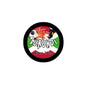 2.25-inch round Burundi football pin with black rim, soccer ball and dragon, Qatar 2022 text