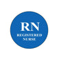 Blue circular RN Registered Nurse badge insert