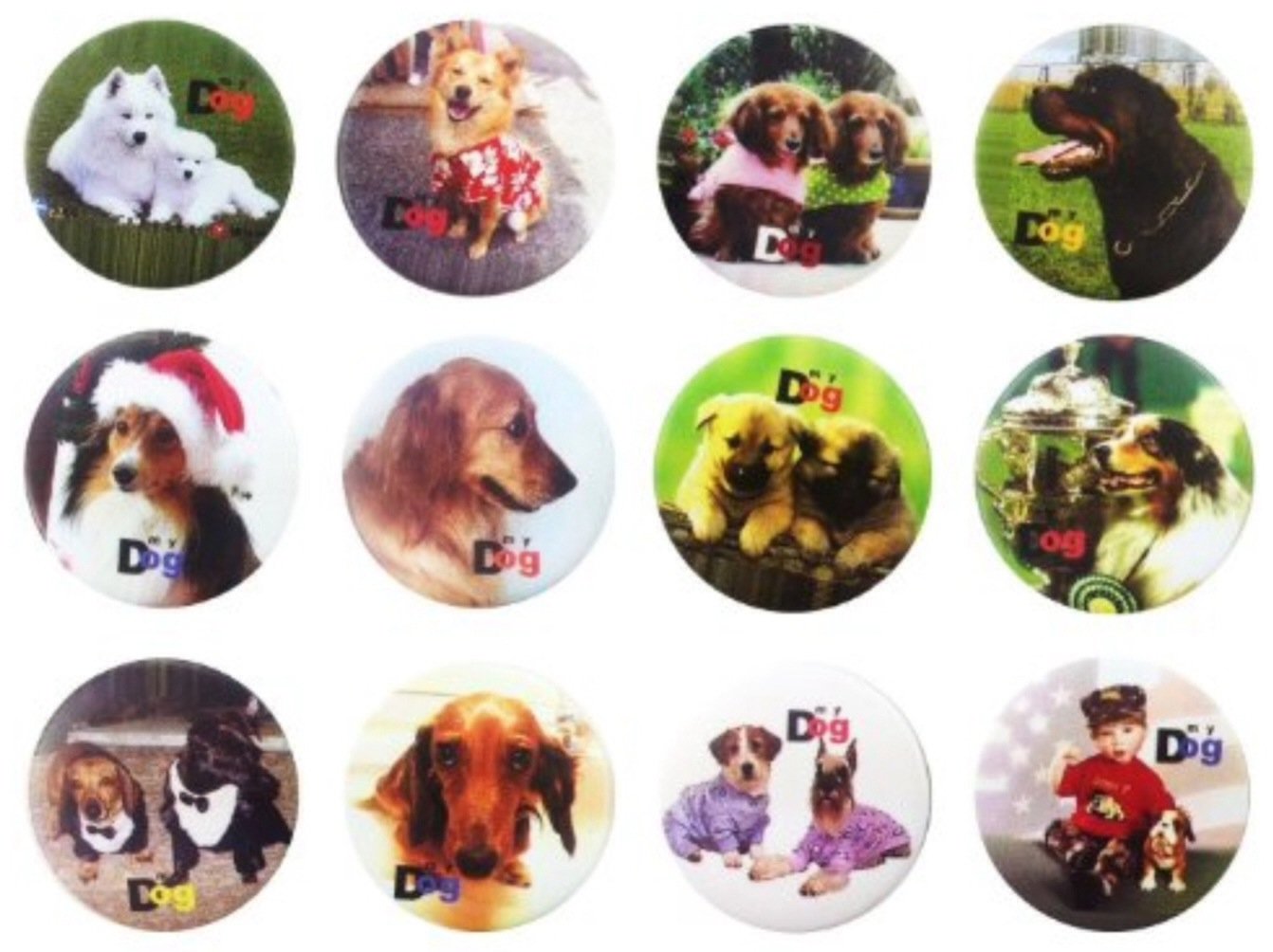 Dog Puppy Cute Fan #2 Awesome Quality Lot 12 New Pins Buttons Badge Brooch 1.25"