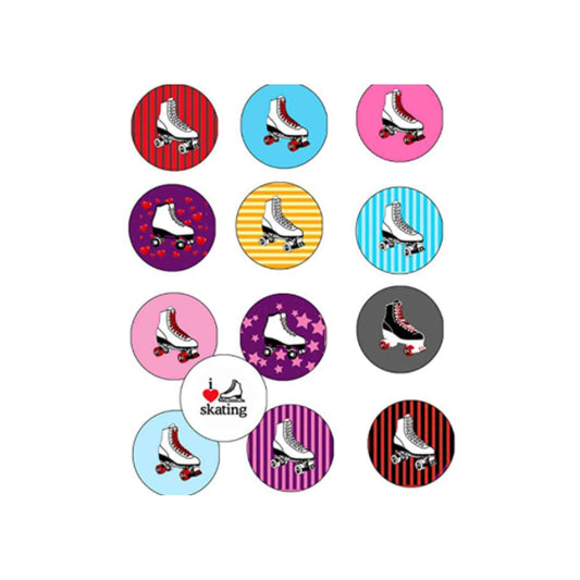 16 Pcs Roller Skate Blade Sports Pinbacks for Jackets, Backpacks, etc.