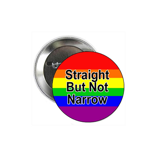Straight but not Narrow 125 Pinback Button Pin LGTB Gay Pride Default Title