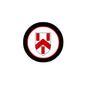 Kiely 3-inch coat arms magnet with black rim, white circle, red shield