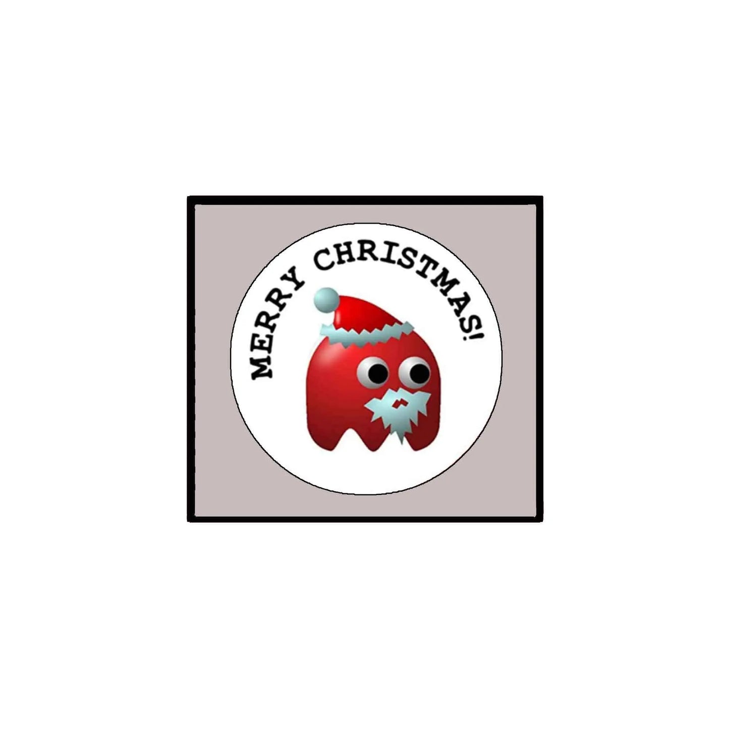 2.25-inch Santa pinback badge with red cartoon face and text MERRY CHRISTMAS!