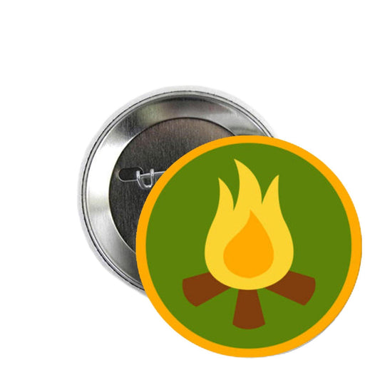 Wood Fire 125" Pinback Button Pin Drawing
