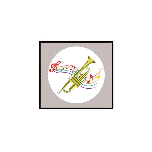 Trumpet Cartoon Clipart 2.25" Pinback for Jackets, Backpacks, etc.