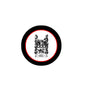 Round Ball family crest coat-of-arms magnet with black outer ring and red border