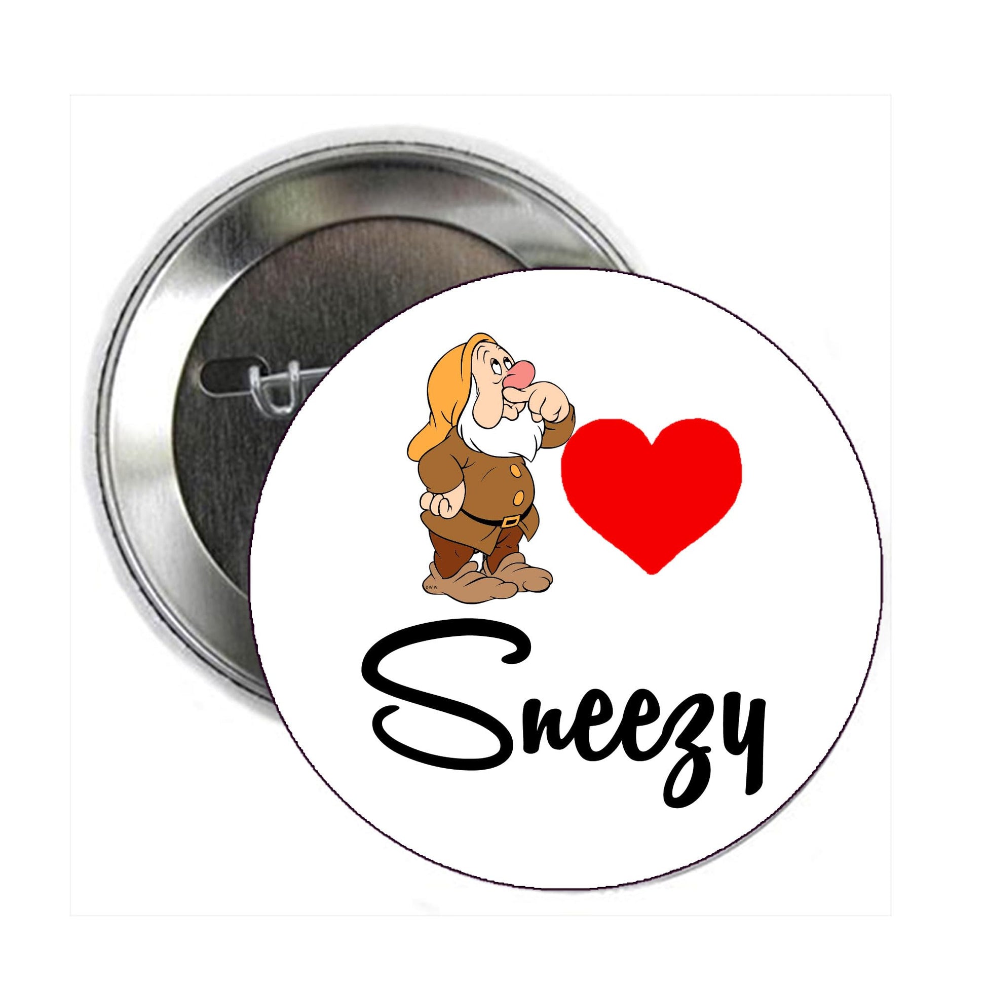 I Love Sneezy Cartoon 2.25-inch Pinback Pin Back, Badge Default Title