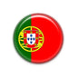 Round Portugal flag fridge magnet with green left, red right, national coat of arms