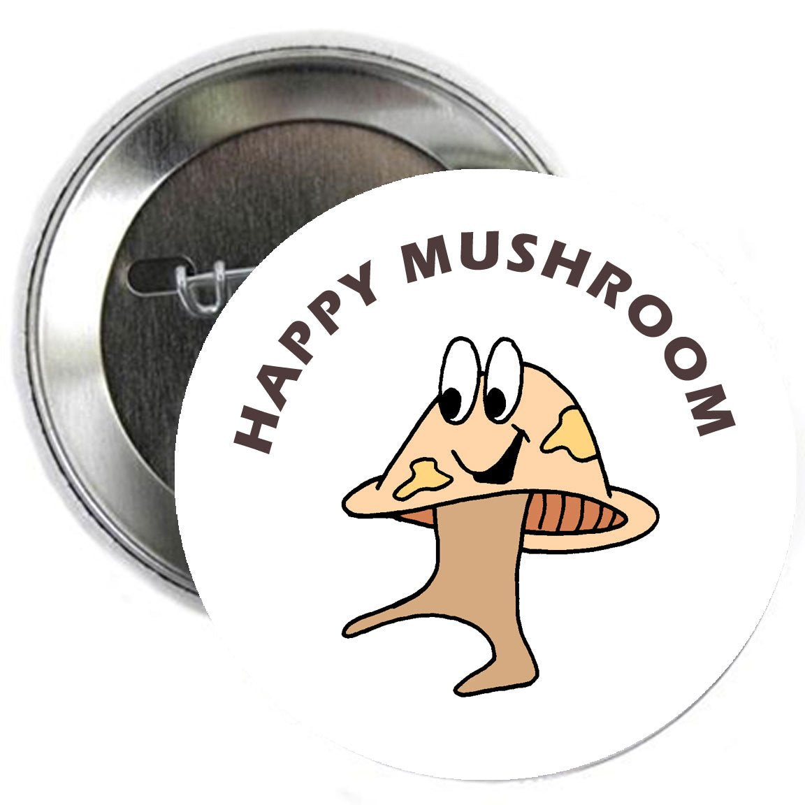 Happy Mushroom Button Brooch Badge 2.25-inch Default Title