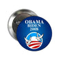 Blue round lapel pin with OBAMA BIDEN 2008 text and white dove graphic