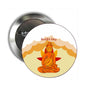 Happy Bodhi Day pinback button with seated Buddha and “Bodhi Day” text