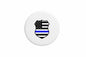 Shield-style USA blue line lapel pin with striped stars and stripes crest