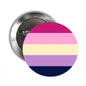 2.25-inch round lesbian flag pinback button with pink, purple, and beige stripes