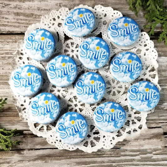 Button Pins 12 Smile Pins Blue Trade Badges 1 1 4 PINBACK Party Favor DecoWords USA Pin Badges Default Title