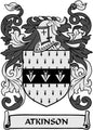 Family crest coat of arms magnet with ATKINSON banner, shield and ornate dark detailing