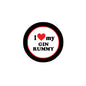2.25-inch round gin rummy pinback: black rim, red heart, 'I ♥ my GIN RUMMY'