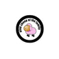 Round pinback button: pink sheep illustration with Pink Sheep of the Family text