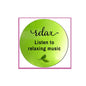 2.25-inch relaxation music sticker: green circle with Relax and Listen to relaxing music