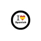 Spanish flag heart pinback badge, round I Spanish design