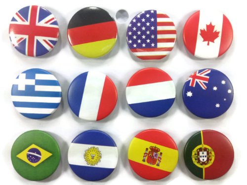 Chic Master Set #1 of 12 National Flag Badge Button Pin Pinbacks