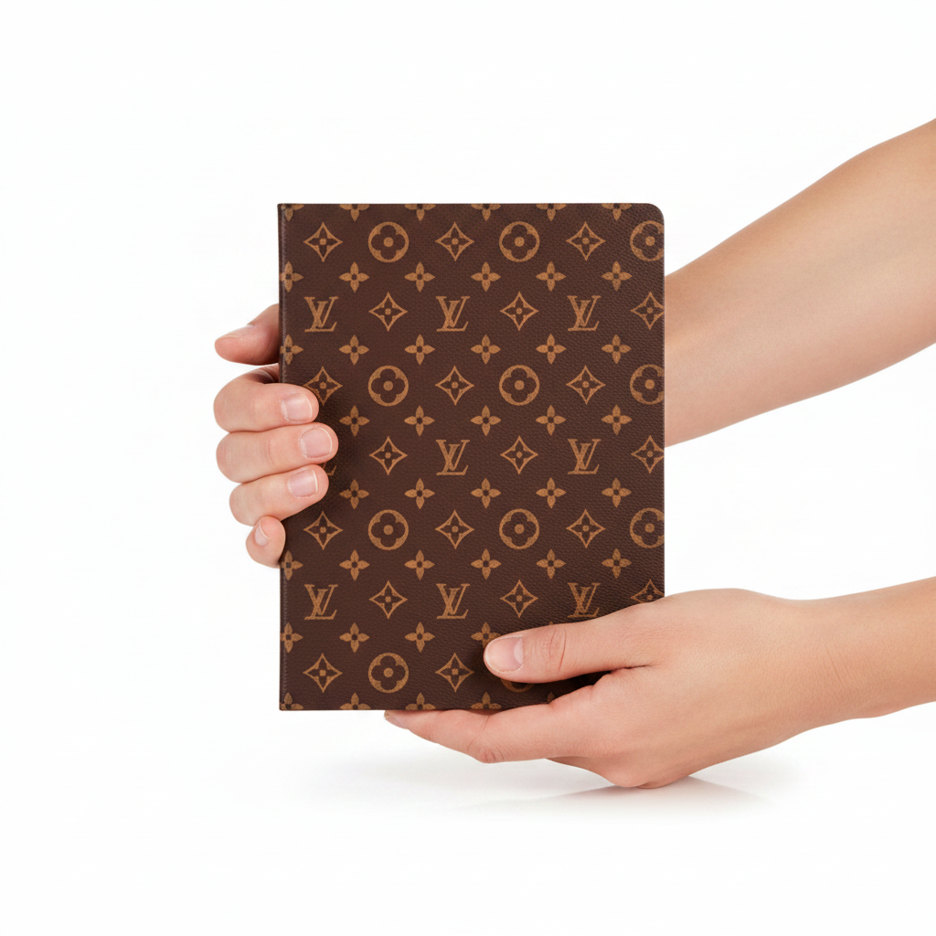 Brown patterned plastic passport cover holder