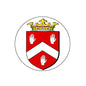 Round family crest coat arms magnet with red/white shield and golden crown