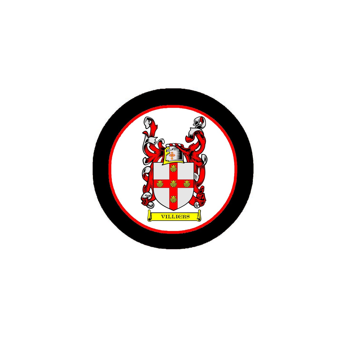 Villiers Family Crest 3-inch Coat of Arms Round Pinback Badge Brooch Pin Back Default Title