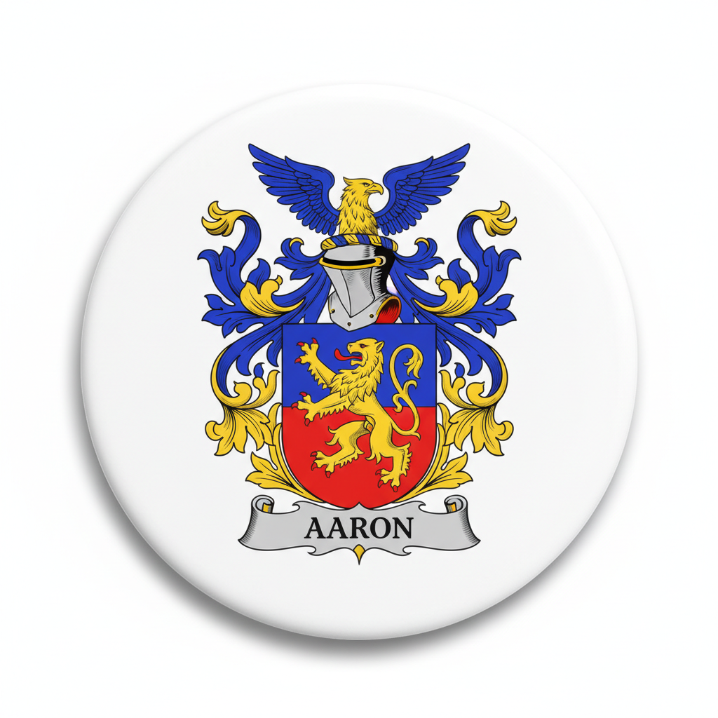 Aaron Family Crest Coat of Arms Pinback 3-inch