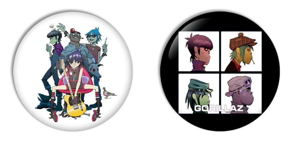 Gorillaz Pinback Buttons Badges Pin 1 Inch (25mm) Set of 2 New Default Title