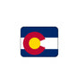 Colorado flag mouse pad, rounded rectangle with red-yellow C over blue and white stripes