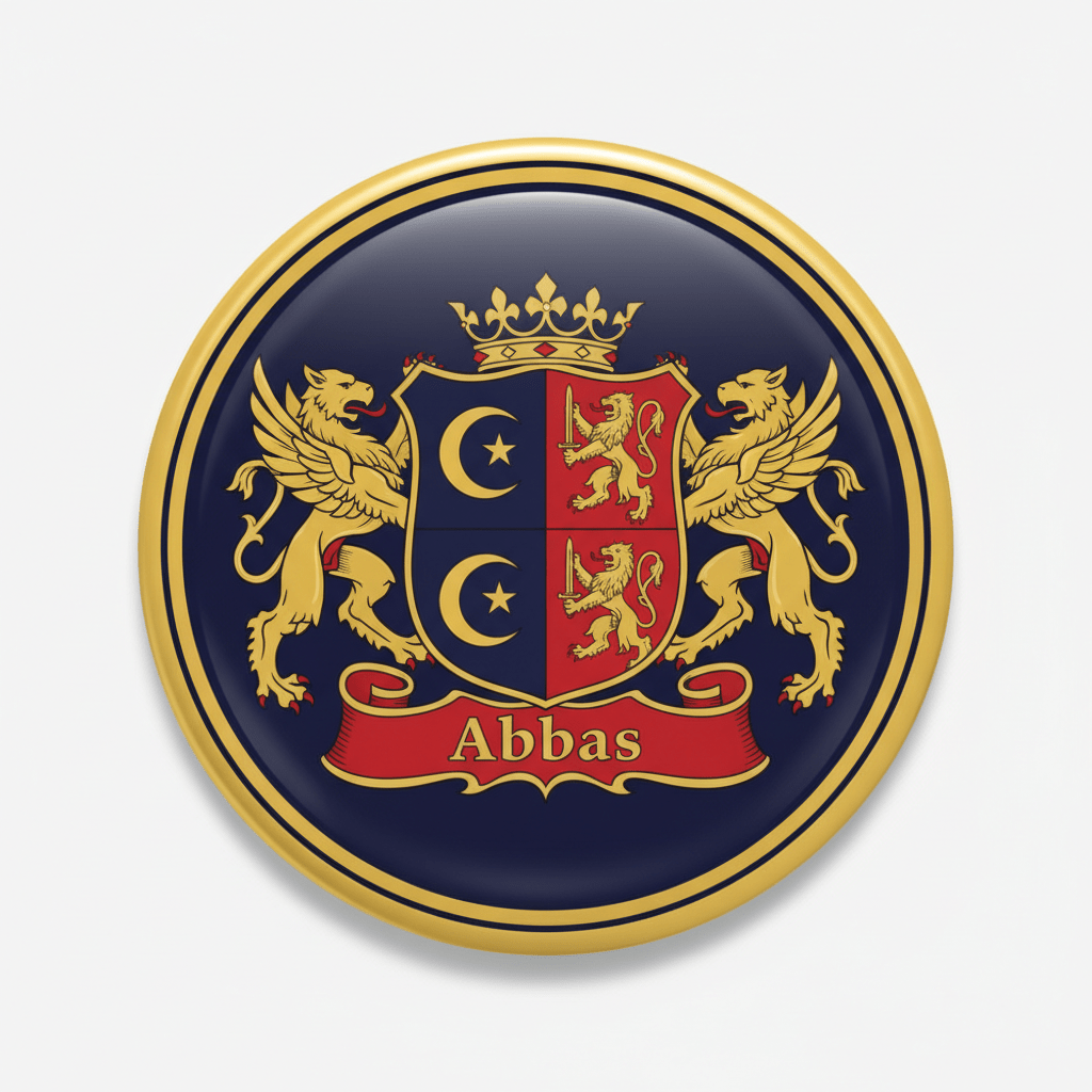 Abbas Family Crest Coat of Arms Pinback 3-inch - My Pinbacks