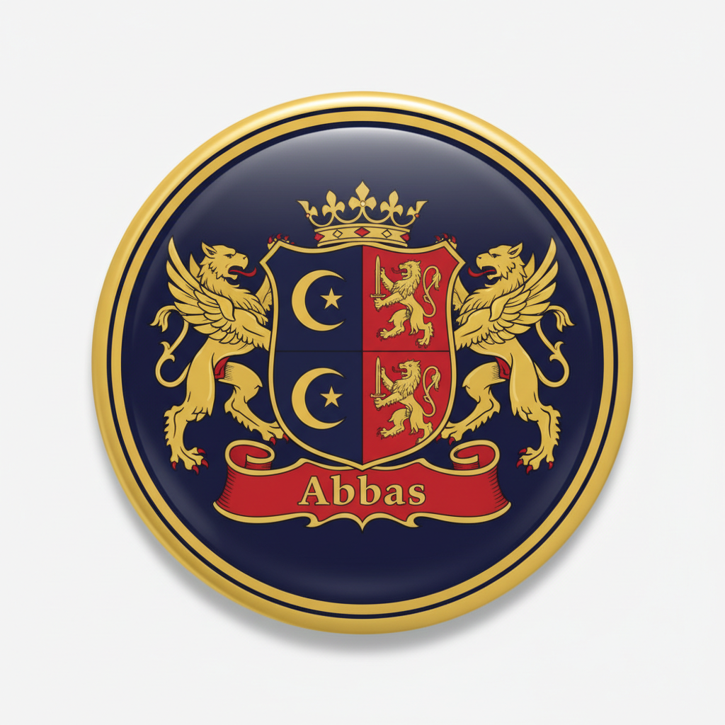 Abbas Family Crest Coat of Arms Pinback 3-inch
