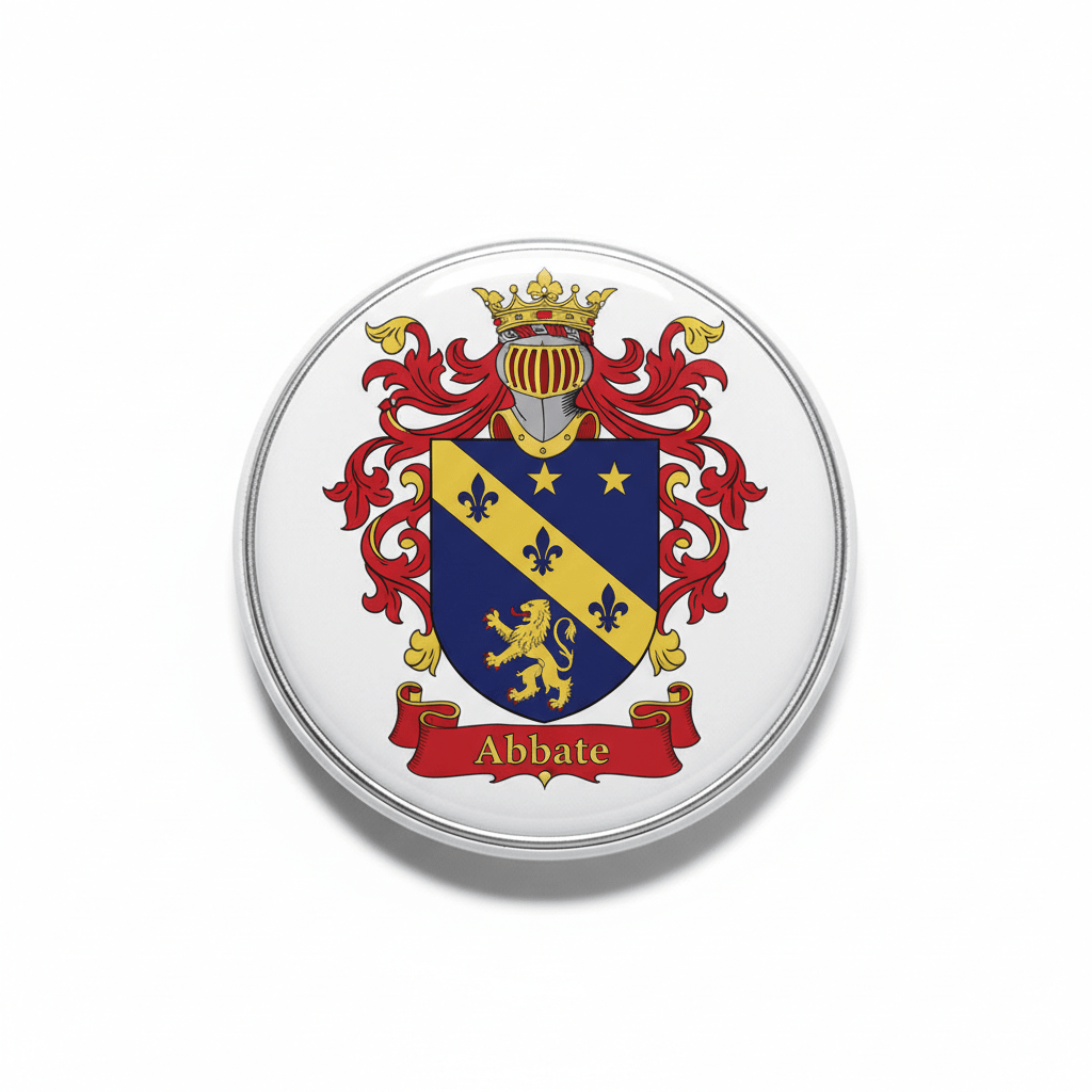 Abbate Family Crest Coat of Arms Pinback 3-inch - My Pinbacks