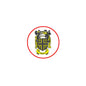 3-inch circular coat-of-arms family crest magnet with red border and shield design