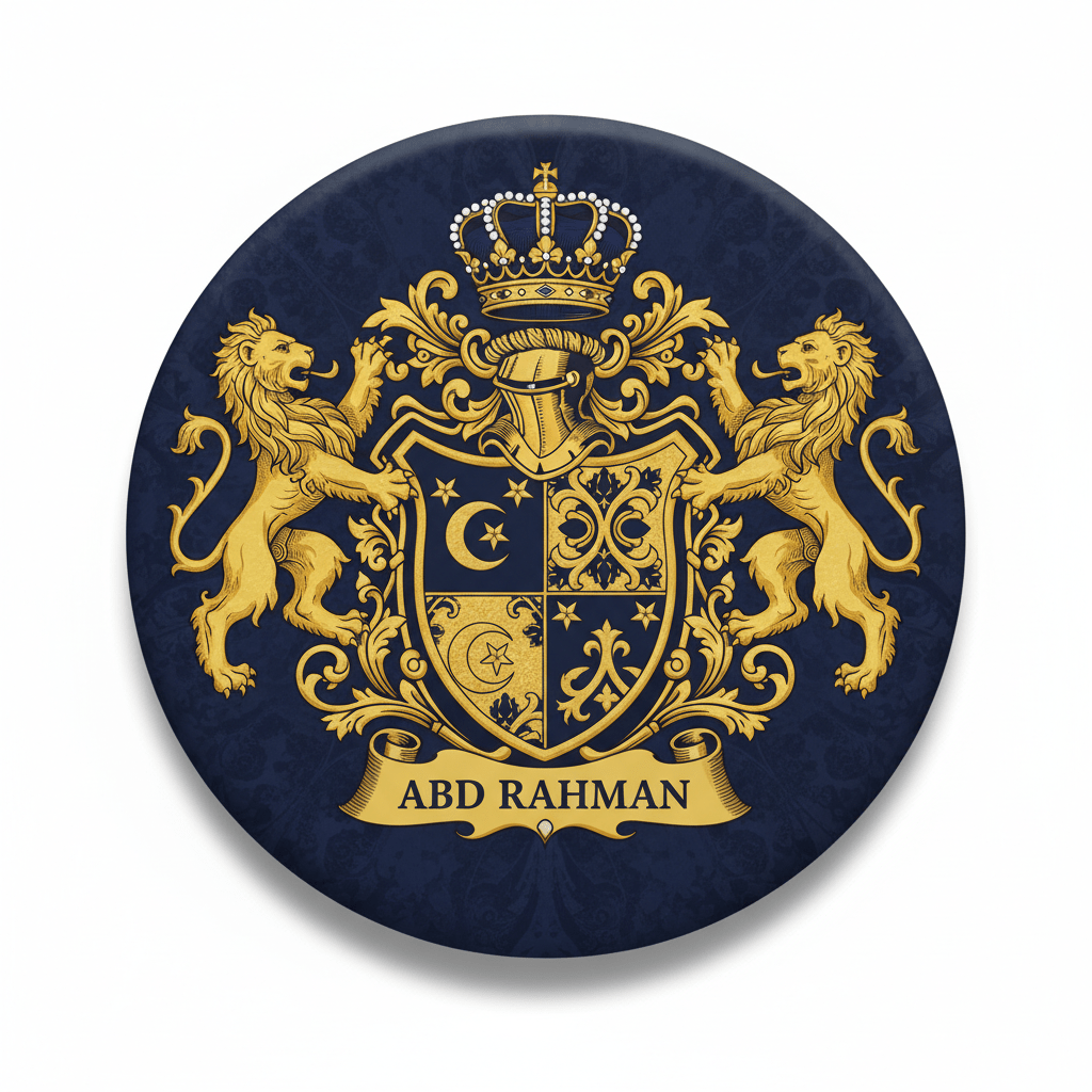 Abd Rahman Family Crest Coat of Arms Pinback 3-inch - My Pinbacks