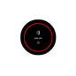 Pinback button, black circle with red rim, white text 'you are too close'.