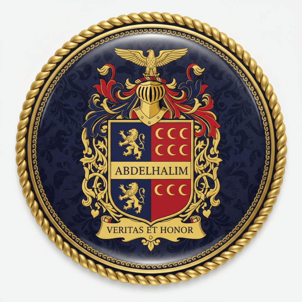 Abdelhalim Family Crest Coat of Arms Pinback 3-inch - My Pinbacks