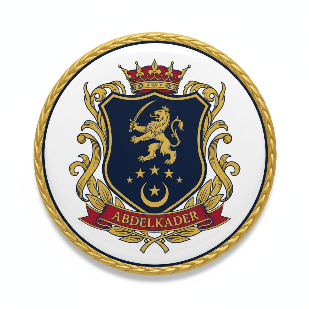 Abdelkader Family Crest Coat of Arms Pinback 3-inch - My Pinbacks