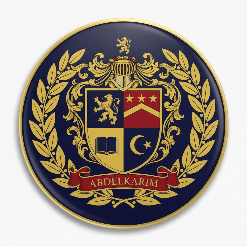 Abdelkarim Family Crest Coat of Arms Pinback 3-inch - My Pinbacks