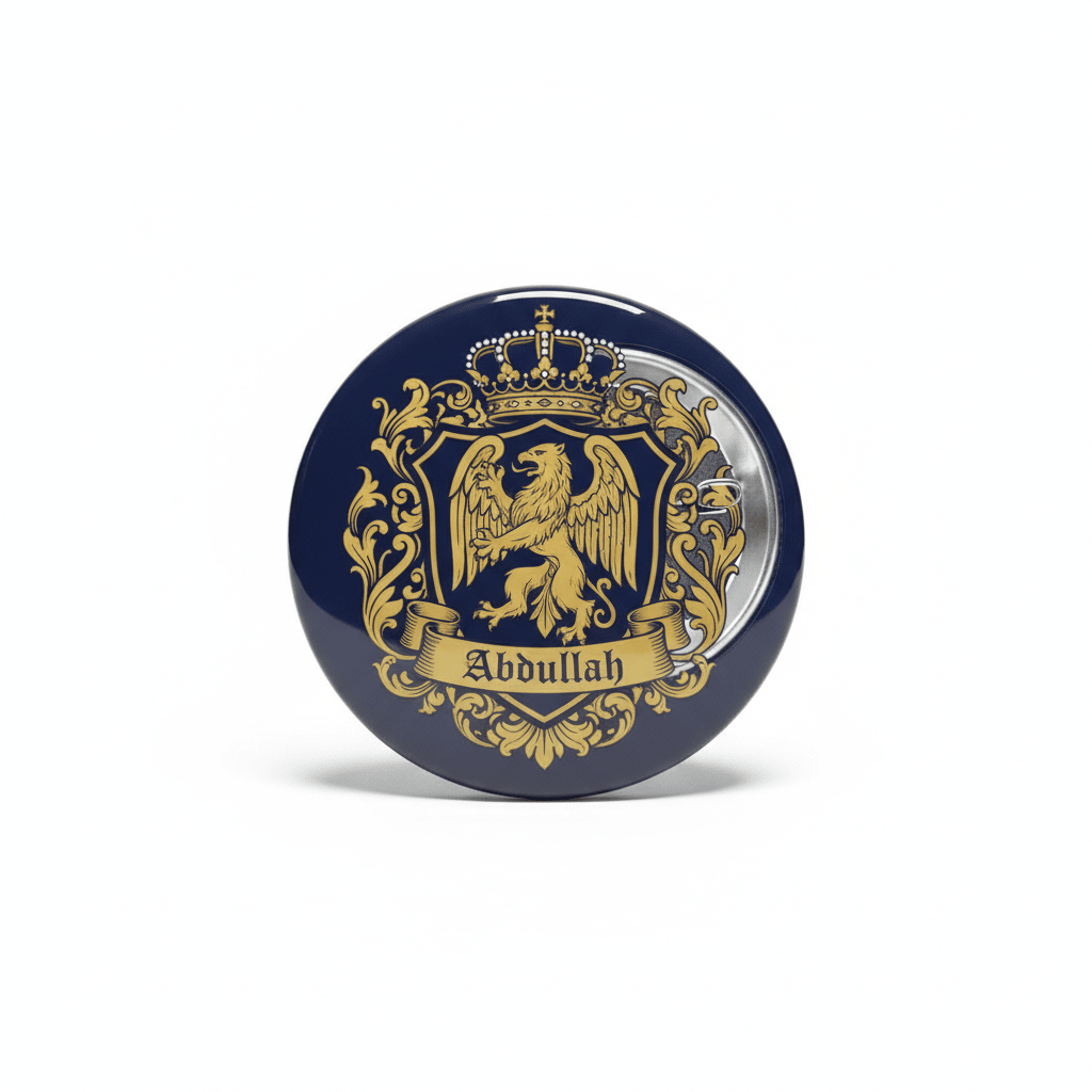 Abdullah Family Crest Coat of Arms Pinback 3-inch - My Pinbacks