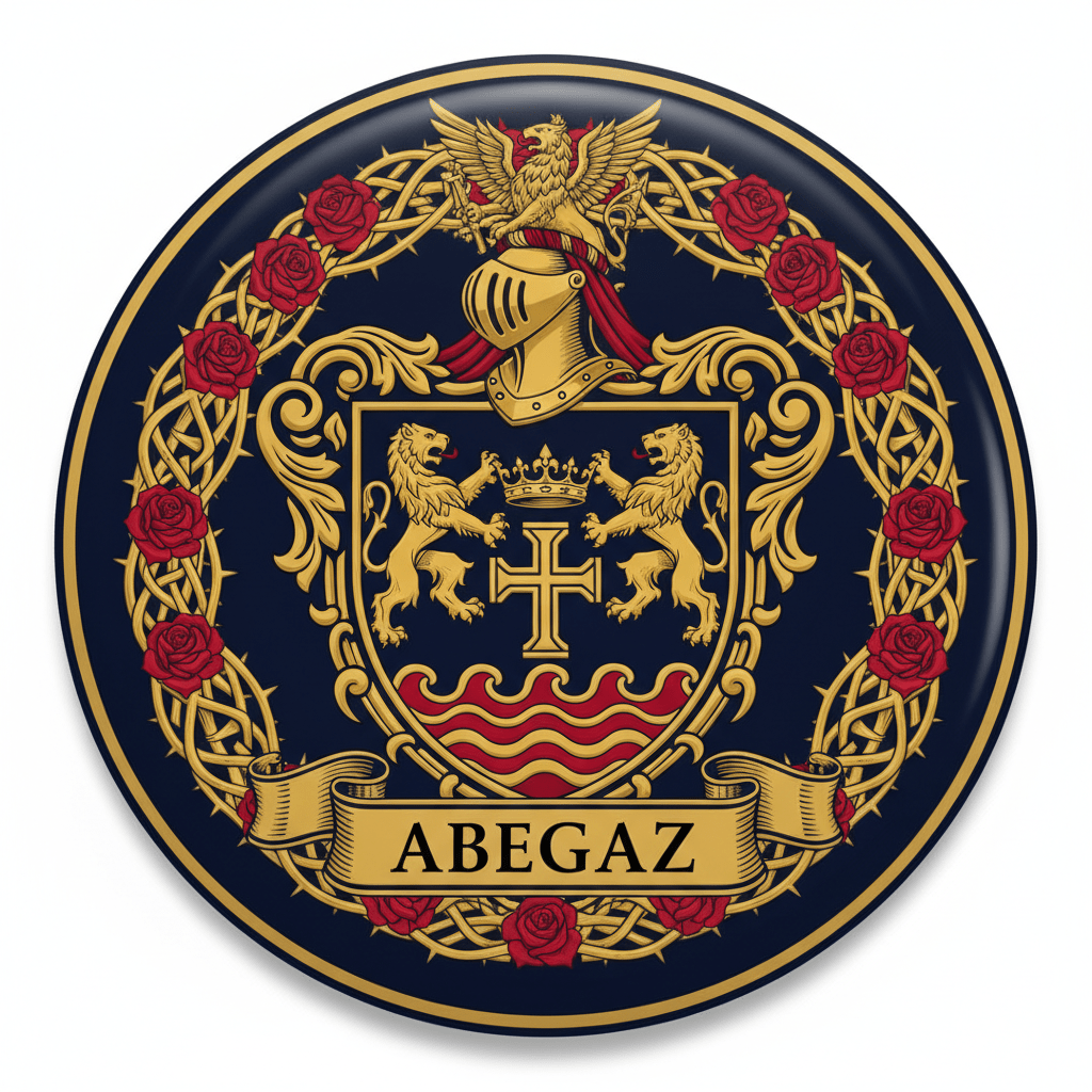 Abegaz Family Crest Coat of Arms Pinback 3-inch - My Pinbacks